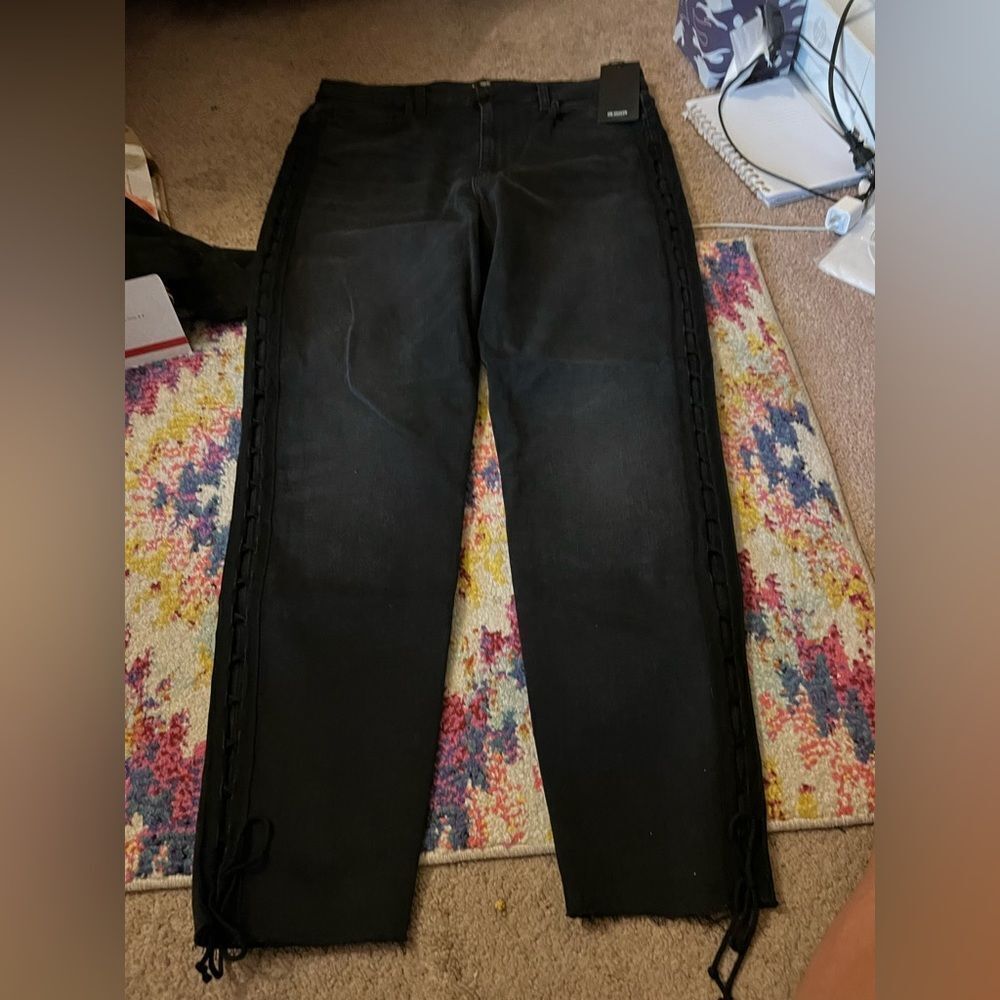 NWT Hudson Barbara‎ skinny black side stitched knit jeans 32
